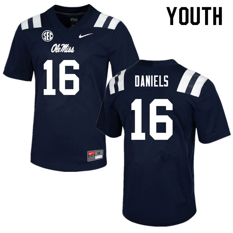 MJ Daniels Ole Miss Rebels NCAA Youth Navy #16 Stitched Limited College Football Jersey NHF6358ZI